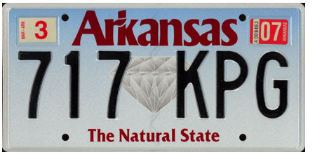 Arkansas License Plate